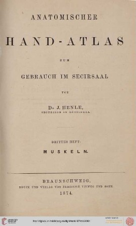 Band 3: Anatomischer Hand-Atlas zum Gebrauch im Secirsaal: Muskeln