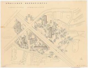 Hansaviertel Grünflächen südliches Hansaviertel. Interbau Berlin 1957: Lageplan Grünflächen Hammerbacher 1:500