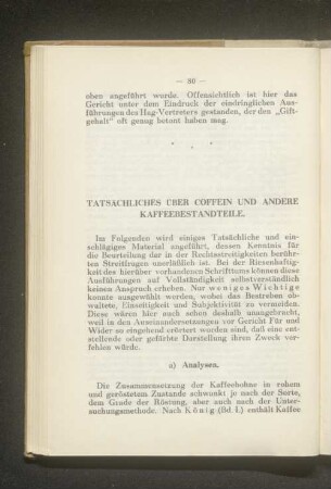 Tatsächliches über Coffein und andere Kaffeebestandteile