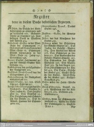 Register derer in diesem Buche befindlichen Arzneyen