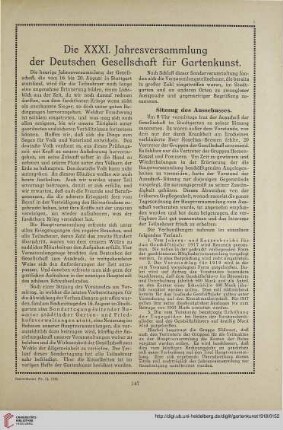 31: Die XXXI. Jahresversammlung der Deutschen Gesellschaft für Gartenkunst