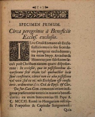 Specimina differentiarum juris communis et juris Gallicani circa promovendos ad beneficia eccles.