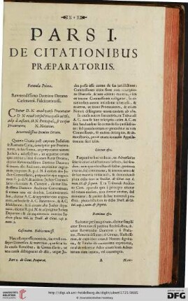 Pars I. de Citationibus: Praeparatoriis