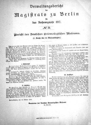 No. 51. Bericht des Deutschen Entomologischen Museums
