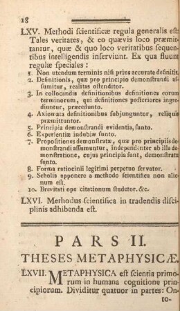 Pars II. Theses metaphysicæ.