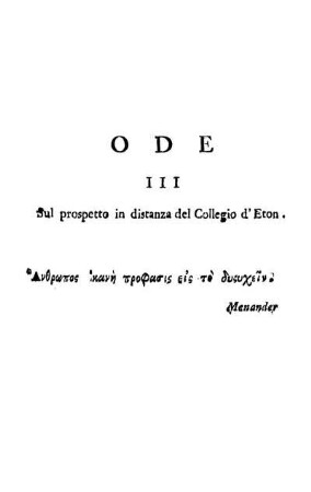 Ode III Sul prospetto in distanza del Collegio d'Eton.