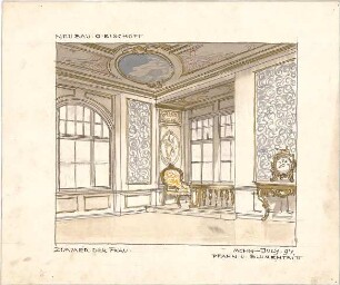 Pfann, Paul; München, Möhlstr.; Wohnhaus O. Bischoff - Innenraum im Zimmer der Frau (Perspektive)
