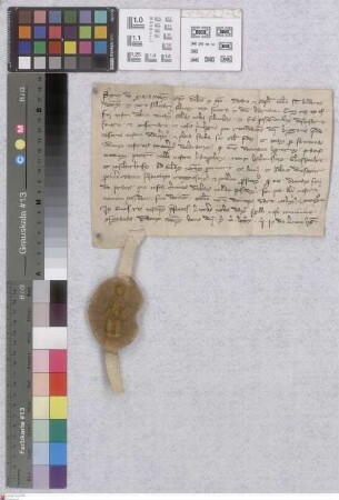 Lampertheim: Litera Symonis Episcopi Wormatiensis qua recognoscit, quod omnis Decematio agrorum, pratorum, hortorum, pecorum villae Lampertheim, n...