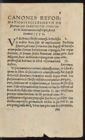 Canones Reformationis Ecclesiarum Nostrarum per Franciscum Stancarum Mantuanum conscripti, Anno domini 1550.