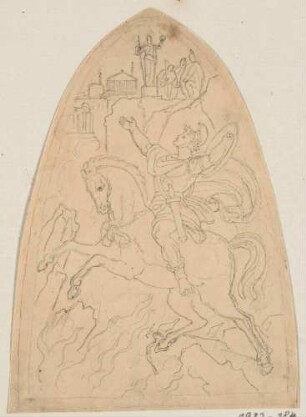 Marcus Curtius. Entwurf für das Wandbild in der Kreuzschule Dresden