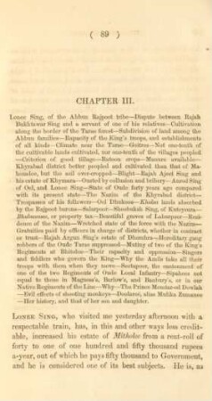 Chapter III. Lonee Sing, of the Ahbun Rajpoot tribe...