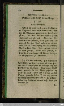 Siebentes Segment. Resultat aus dieser Abhandlung