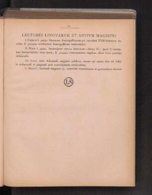 Lectores Lingvarvm Et Artivm Magistri