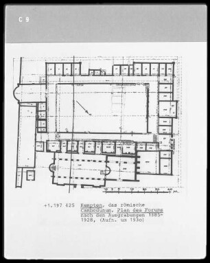 Kempten, Plan des Forums des römischen Cambodunum nach den Ausgrabungen 1885-1928