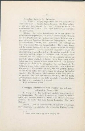 II. Gruppe: Leberkirrhose und primärer, aus Adenom entstandener Leberkrebs.