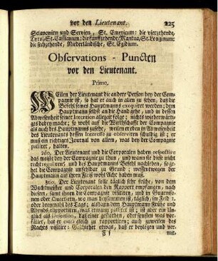 Observations-Puncten vor den Lieutenant.