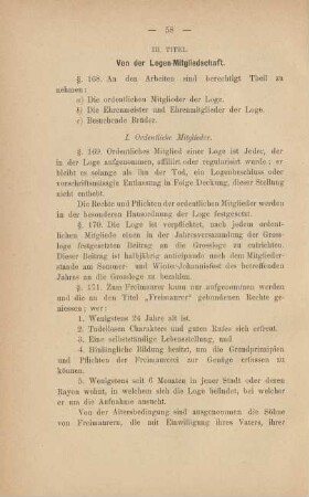 III. Titel. Von der Logen-Mitgliedschaft.