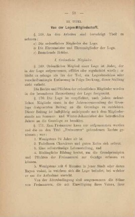 III. Titel. Von der Logen-Mitgliedschaft.