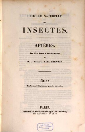 Histoire naturelle des Insectes : aptères ; ouvrage accompagné de planches, [5]. Atlas