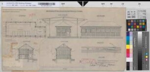 Warteraum für den Bahnsteig auf Bahnhof Sinsen: Grundriß, Ansichten, Schnitte, Lageplan, M. 1:50 und M. 1:1.000 Hgü, Sknr.: 2, Fanr.: 4, Bunr.: 1
