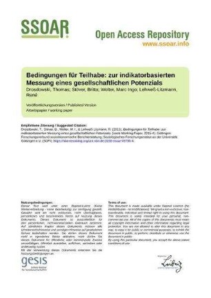 Bedingungen für Teilhabe: zur indikatorbasierten Messung eines gesellschaftlichen Potenzials