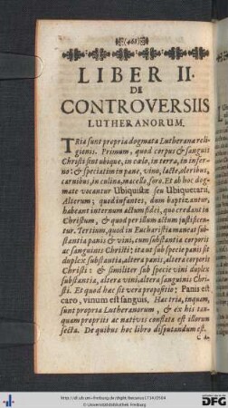 Liber II. De Controversiis Lutheranorum.