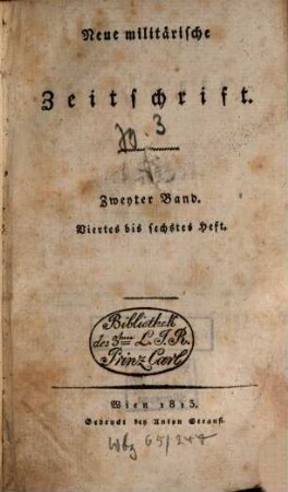 Neue militärische Zeitschrift. 3. 1813, Bd. 2