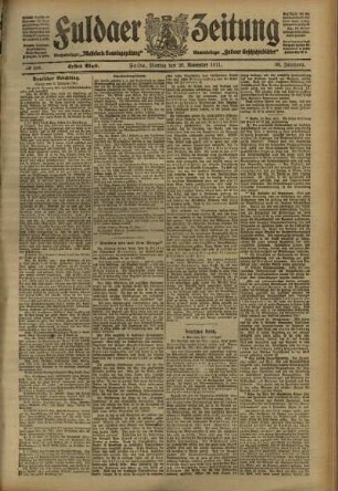 Erste Ausgabe vom Montag, den 20. November 1911.