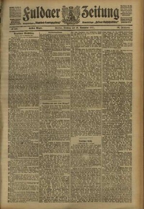 Erste Ausgabe vom Montag, den 20. November 1911.