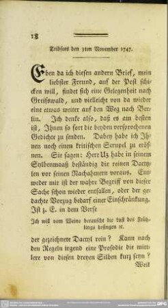 Tribsees den 3ten November 1747