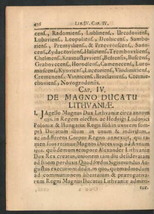 Cap. IV. De Magno Ducatu Lithvaniae.