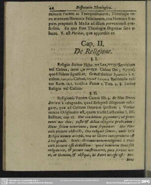 Cap. II. De Religione