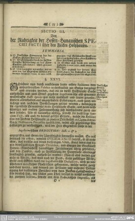 Sectio III. Von der Richtigkeit der Hessen-Hanauischen Speciei Facti über den Flecken Holtzhausen