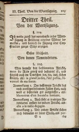 Dritter Theil. Von der Wortfügung.