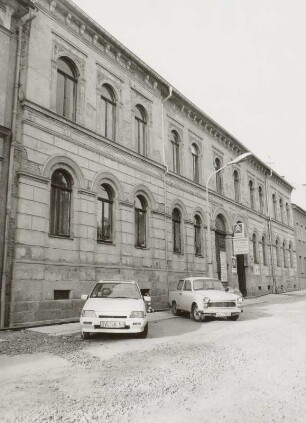 Markneukirchen, Doppelwohnhaus : Markneukirchen (Vogtlandkreis), Doppelwohnhaus, Oberer Markt 7/9, um 1850, Straßenansicht
