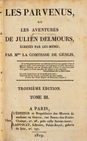 Les Parvenus, Ou Les Aventures De Julien Delmours, Écrites Par Lui-Même, 3