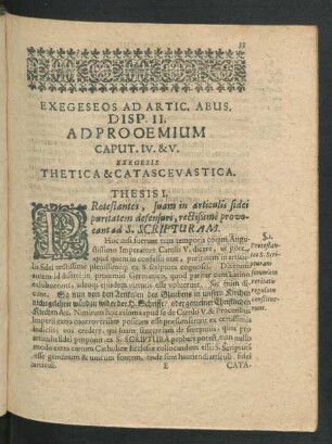 Exegeseos Ad Artic. Abus. Disp. II. Ad Prooemium Caput . IV & V. Exegesis Thetica & Catasceuastica.