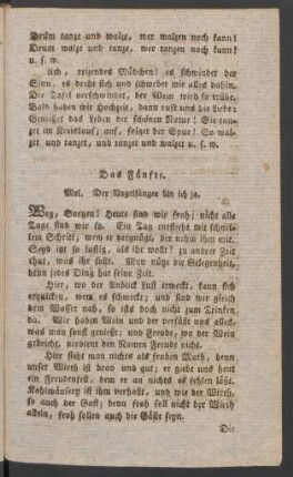 Das Fünfte. Mel. Der Vogelfänger bin ich ja.