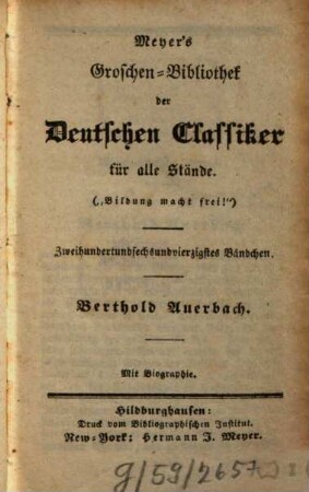 Berthold Auerbach : Mit Biographie