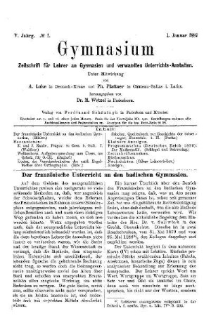 Der französische Unterricht an den badischen Gymnasien