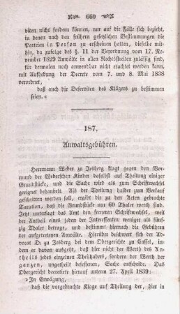 187. Anwaltsgebühren.