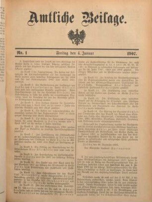 1: Beilage vom Freitag, 4. Januar 1907