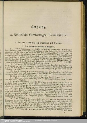 A. Polizeiliche Verordnungen, Regulative etc.