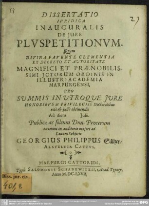 Dissertatio de jure pluspetitionum