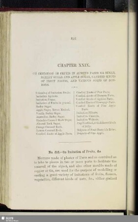 Chapter XXIX. On imitaio of fruits in almond paste or sugar, barley sugar and apple sugar, candied knots of fruit pastes, and various sorts of bonbons