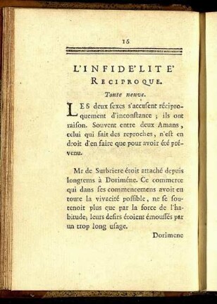 L'Infidélité Réciproque.