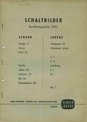 Schaltbilder für Rundfunkgeräte Schaub Lorenz 1953