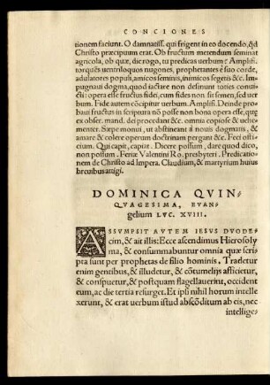 Dominica Quinquagesima, Evangelium Luc. XVIII.