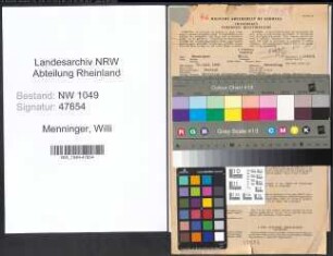 Entnazifizierung Willi Menninger , geb. 30.07.1896 (Vermessungstechniker)
