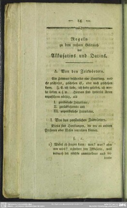 Regeln zu dem rechten Gebrauch des Akkusativs und Dativs